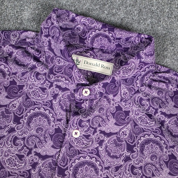 Donald Ross Sportswear Other - Donald Ross Polo Shirt Mens L Purple Paisley Short Sleeve Performance w/Logos